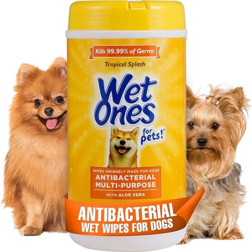 Wet Ones For Pets Multi-Purpose  Dog Wipes With Aloe Vera | Dog Wipes For All Dogs, Wet Ones Wipes For Paws & All Purpose | 50 Ct Cannister Dog Wipes**